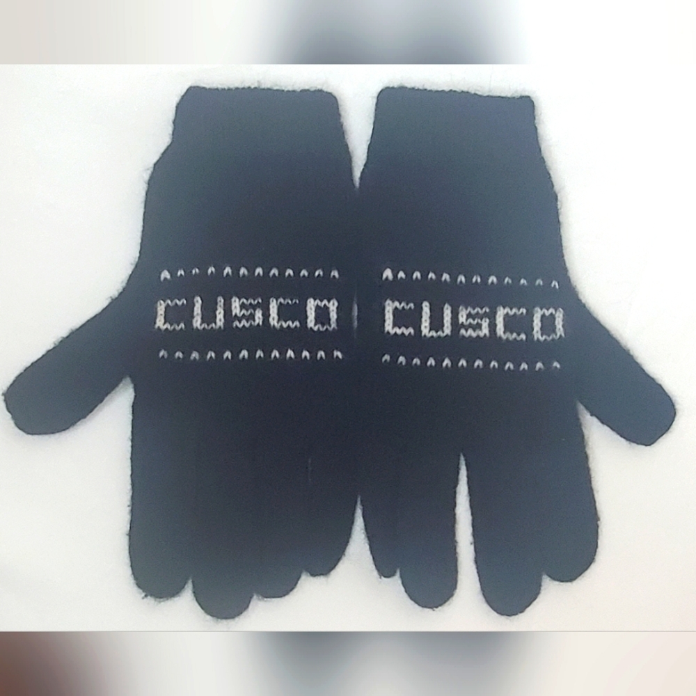 Gloves Cusco Print- Black Full-Fingered Peruvian Designer